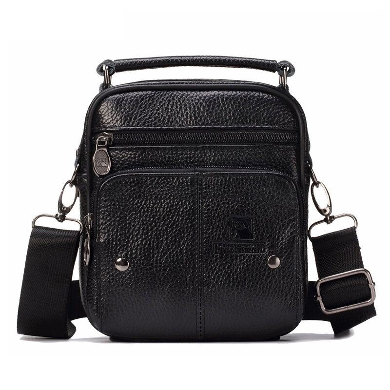 Messenger Veske I Ekte Skinn For Herre Liten Luksusmerke Glidelås Designer Skulder Casual Bag