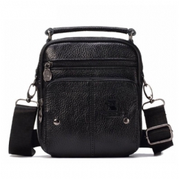 Messenger Veske I Ekte Skinn For Herre Liten Luksusmerke Glidelås Designer Skulder Casual Bag