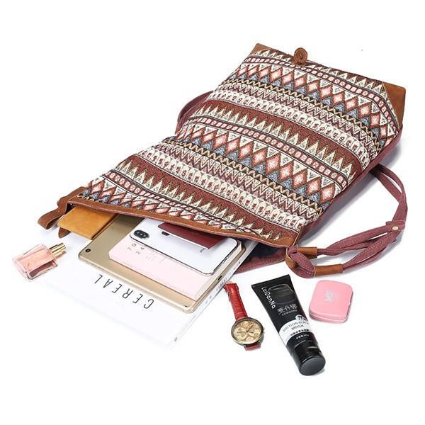 National Printing Canvas Retro Bohemia Crossbody Bag For Kvinner