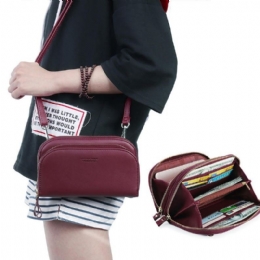 Pierre Loues Dame Solid 8-korts Spor Kortveske Multi-slot Telefonveske Fritid Crossbody-veske