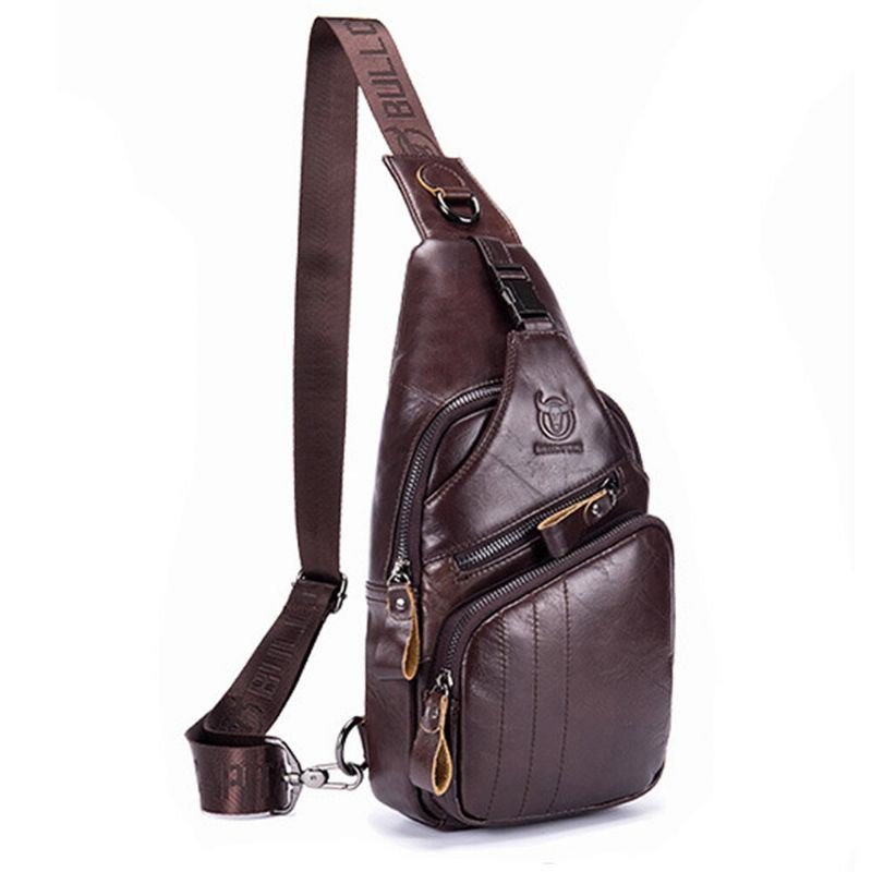 Retro Brystveske I Ekte Skinn Utendørs Fritid Daypack Crossbody-veske For Menn