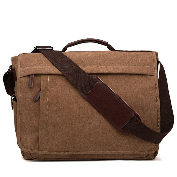 Stor Kapasitet Canvas Business Laptop-veske Skulderveske Crossbody-veske For Menn