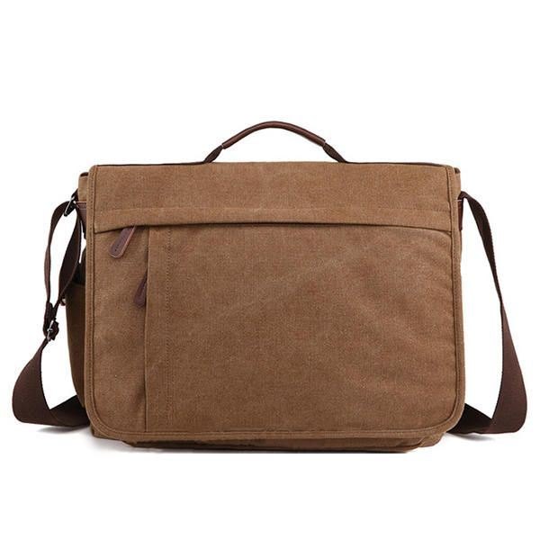 Stor Kapasitet Canvas Business Laptop-veske Skulderveske Crossbody-veske For Menn