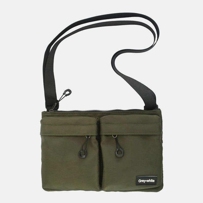 Unisex Dobbel Frontlomme Med Glidelås For Herre Crossbody-vesker Nylon Uformell Enkel Slitebestandig Skulderveske