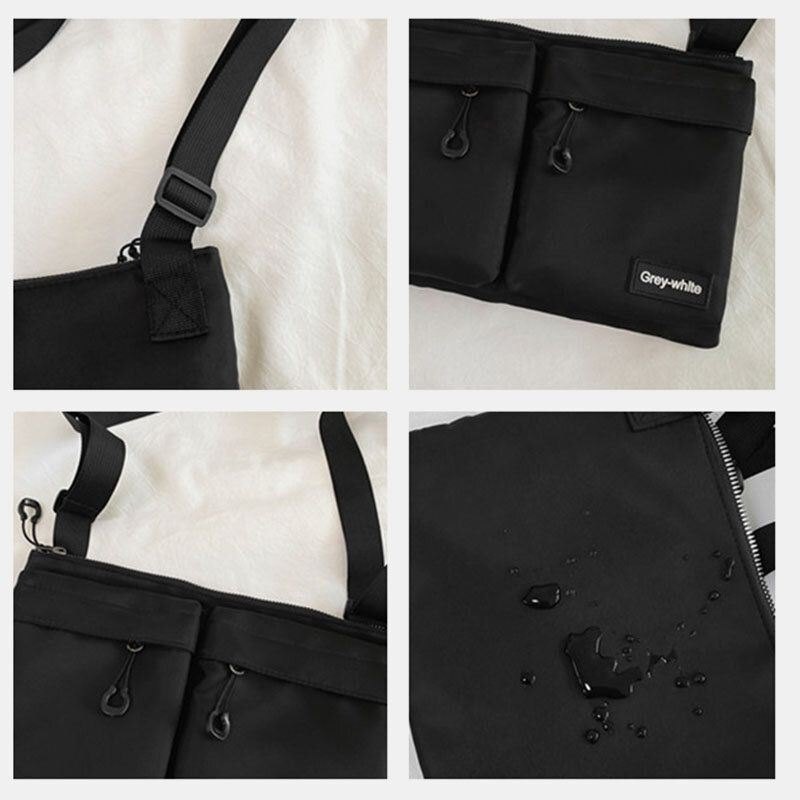 Unisex Dobbel Frontlomme Med Glidelås For Herre Crossbody-vesker Nylon Uformell Enkel Slitebestandig Skulderveske