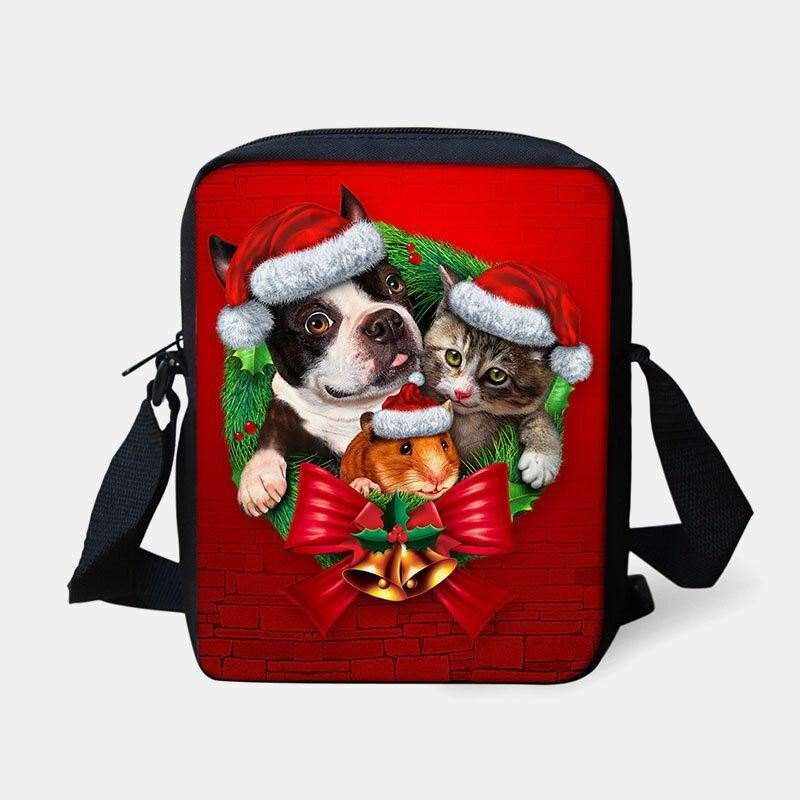 Unisex For Kvinner Jul Søt Hund Katt Med Dyretrykk Liten Crossbody-veske Håndveske