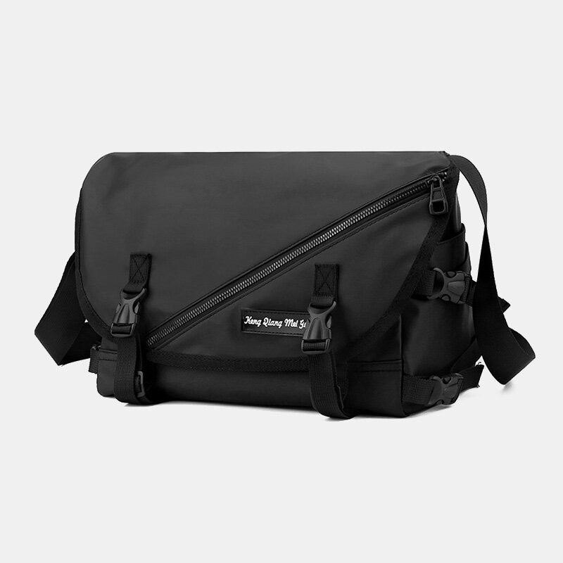 Unisex Herre Med Stor Kapasitet Rygg Anti-tyveri Lomme Crossbody Vesker Minimalistisk Spenne Nylon Messenger Bag Skulderveske