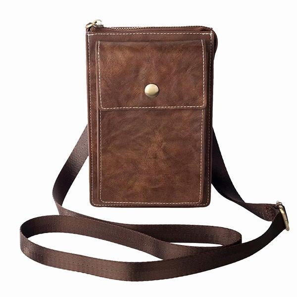 Vintage Casual Dobbel Glidelås 6 Tommers Telefonveske Crossbody-veske Midjeveske For Menn