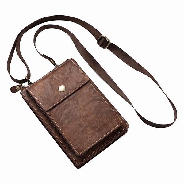 Vintage Casual Dobbel Glidelås 6 Tommers Telefonveske Crossbody-veske Midjeveske For Menn