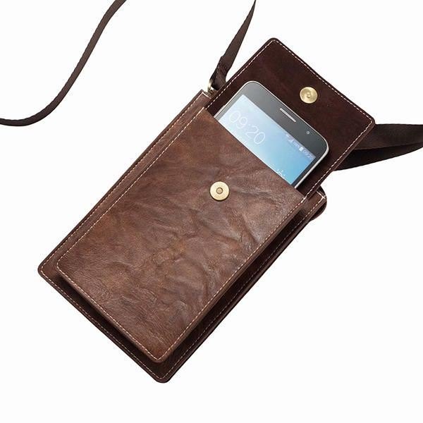 Vintage Casual Dobbel Glidelås 6 Tommers Telefonveske Crossbody-veske Midjeveske For Menn