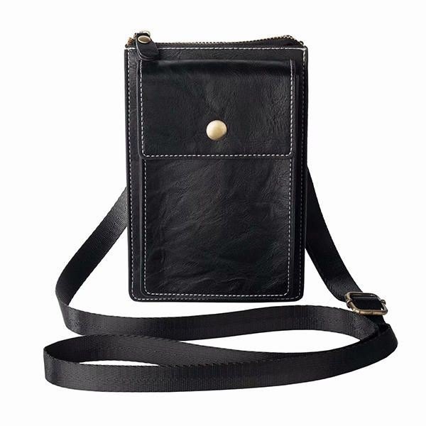 Vintage Casual Dobbel Glidelås 6 Tommers Telefonveske Crossbody-veske Midjeveske For Menn