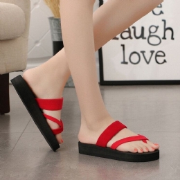 Dame Clip Toe Ensfarget Casual Home Wedge-tøfler