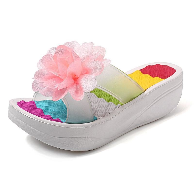 Dame Sommertøfler Flip Flops Plattform Floral Sko