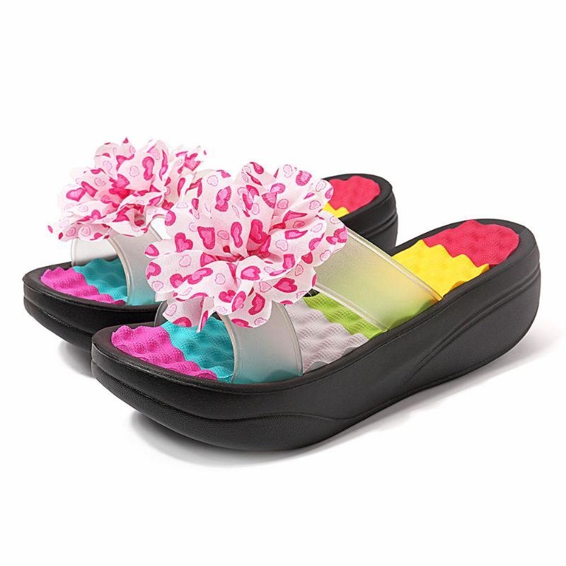 Dame Sommertøfler Flip Flops Plattform Floral Sko