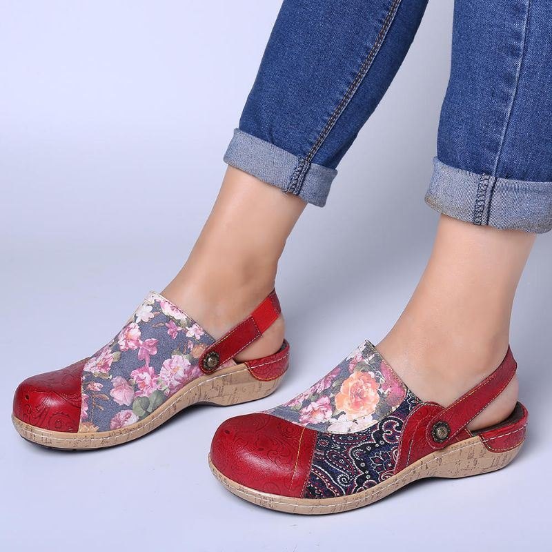 Dame Super Comfy Bloom Blomster Skjøting Retro Mønster Søm Slip On Flats