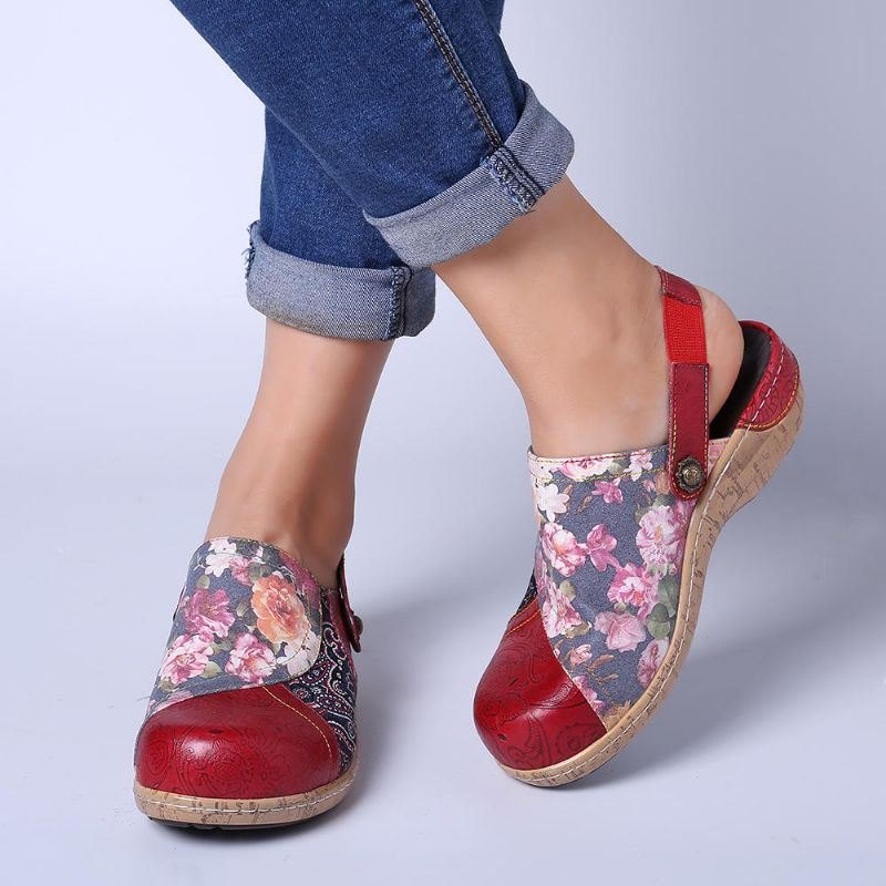 Dame Super Comfy Bloom Blomster Skjøting Retro Mønster Søm Slip On Flats