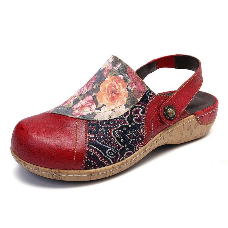 Dame Super Comfy Bloom Blomster Skjøting Retro Mønster Søm Slip On Flats