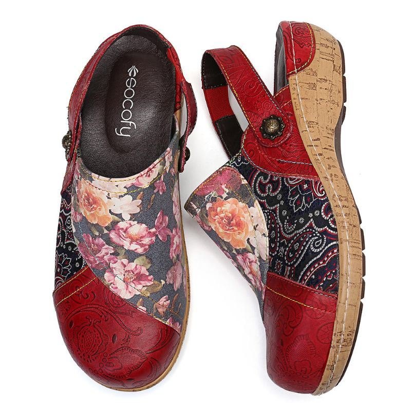 Dame Super Comfy Bloom Blomster Skjøting Retro Mønster Søm Slip On Flats