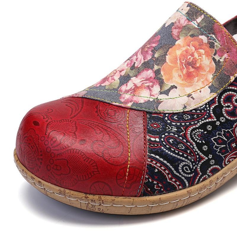 Dame Super Comfy Bloom Blomster Skjøting Retro Mønster Søm Slip On Flats