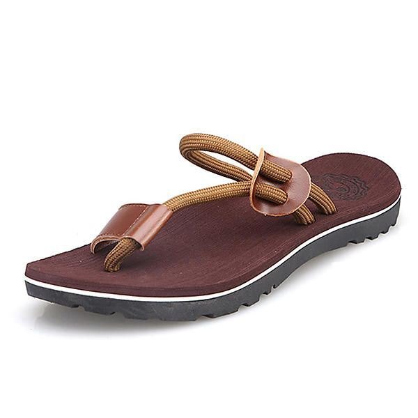 Herre Casual Pu Lær Clip Toe Slippers Strandsko