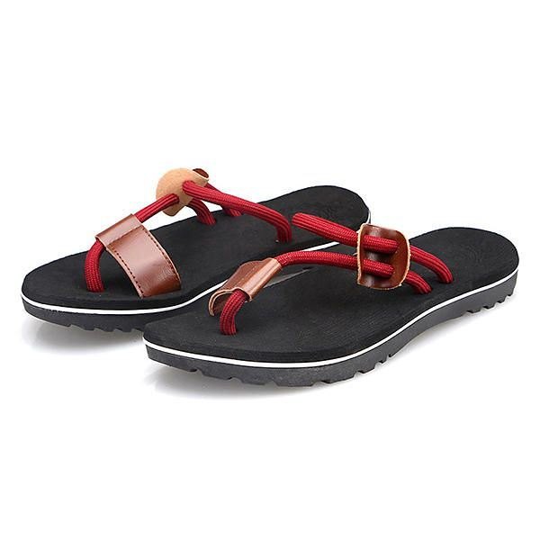 Herre Casual Pu Lær Clip Toe Slippers Strandsko