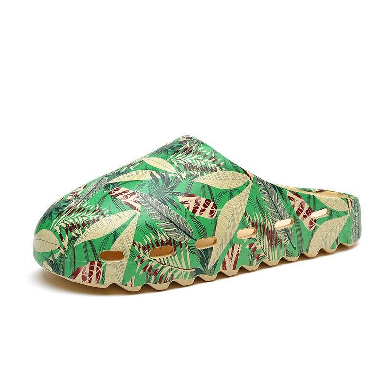 Herre Pvc Coconut Tree Print Myk Tykk Såle Sklisikker Behagelig Pustende Sommer Uformelt Hjemmesko Tøfler