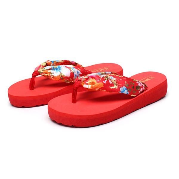 Stor Størrelse Sommer Dame Strandtøfler Bohemia Flip Flops Pustende Silketøfler