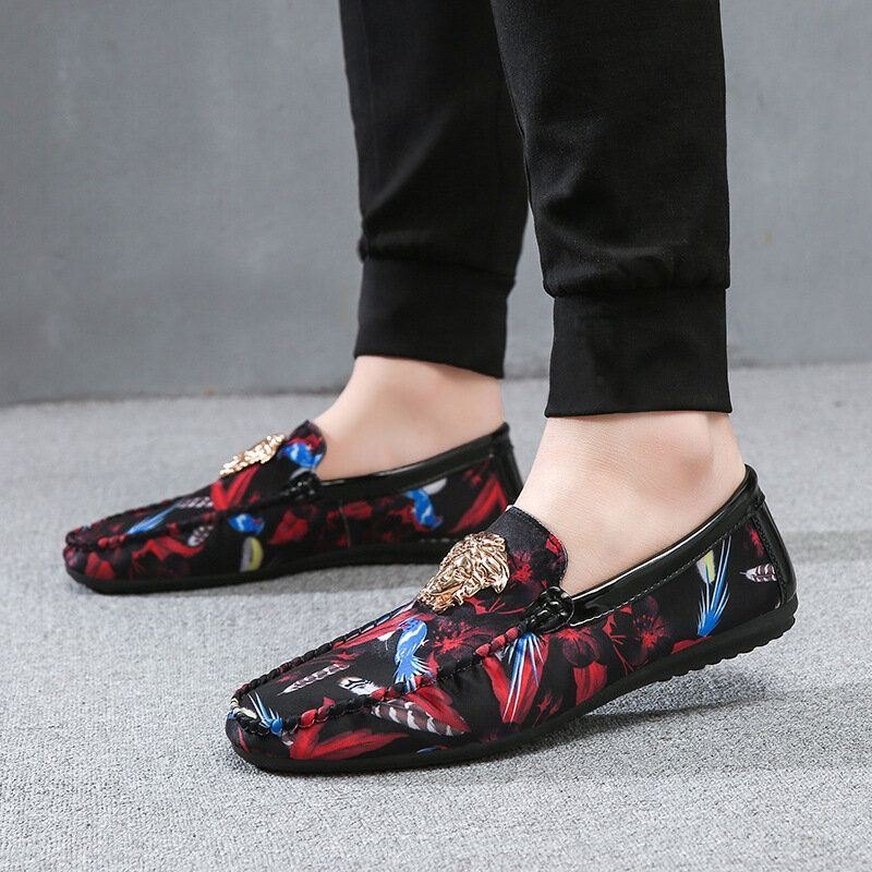 Herre Blomstertrykt Sklisikre Uformelle Walking Driving Loafers