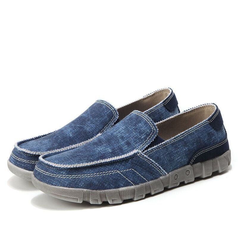 Herre Canvas Pustende Myk Såle Komfortable Slip On Casual Sko