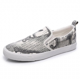 Herre Canvas Pustende Slip On Comfy Casual Court Flat Shoes