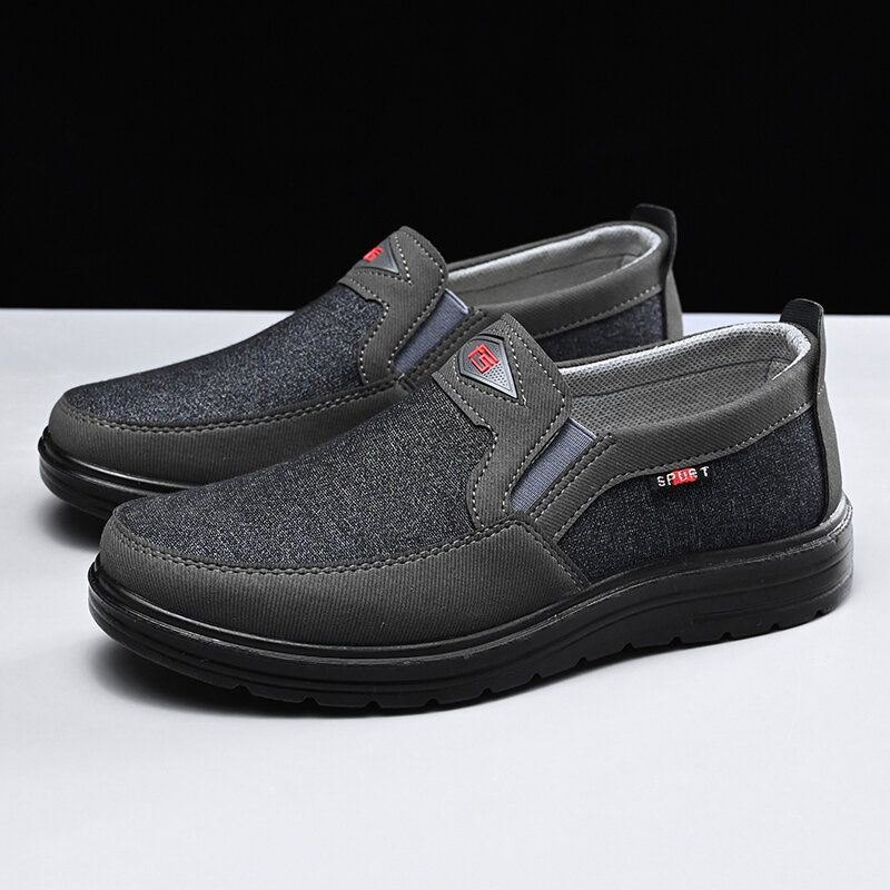 Herre Comfy Bærbar Pustende Klut Elastisk Slip On Casual Walking Sko