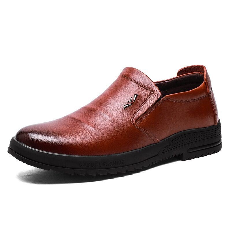 Herre Comfy Ekte Skinn Sklisikre Slip On Business Casual Sko