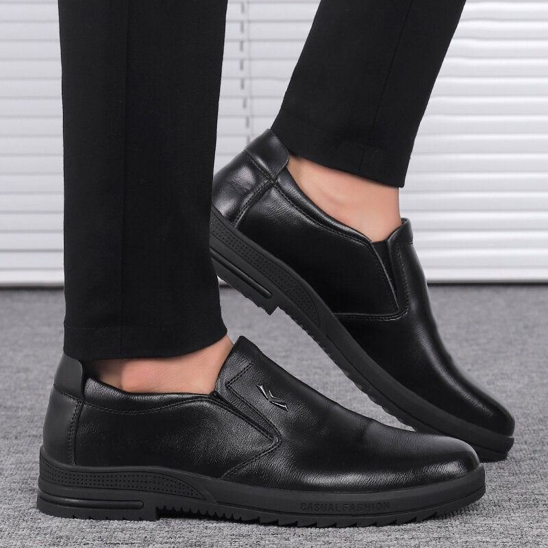 Herre Comfy Ekte Skinn Sklisikre Slip On Business Casual Sko