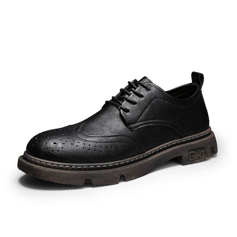 Herre Comfy Rund Toe Lace Up Oxfords Brogue Casual Shoes