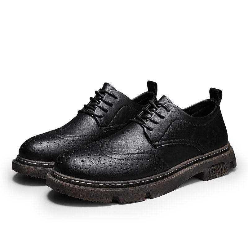 Herre Comfy Rund Toe Lace Up Oxfords Brogue Casual Shoes