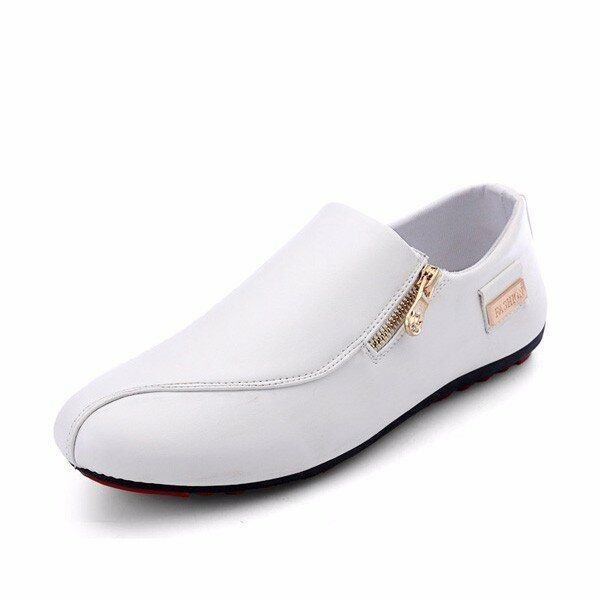 Herre Flats Shoes Slip On Casual Komfortabel Skinn Glidelås Loafers Sko