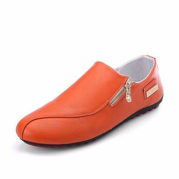 Herre Flats Shoes Slip On Casual Komfortabel Skinn Glidelås Loafers Sko