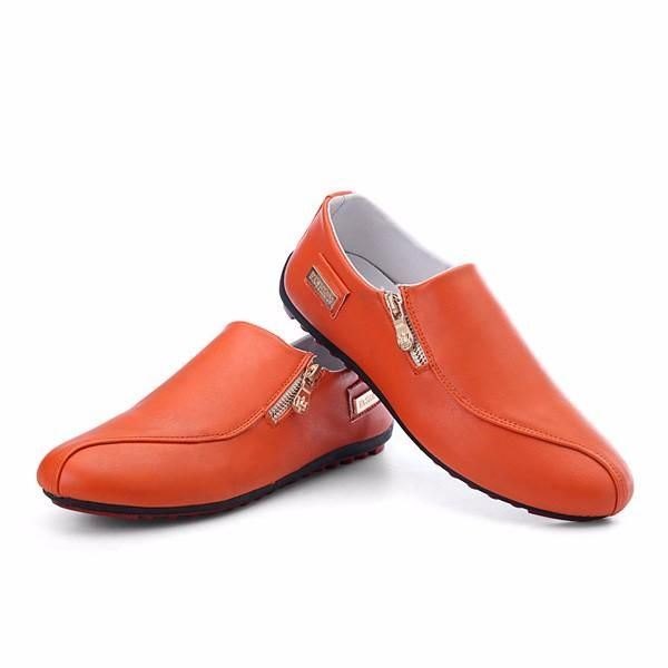 Herre Flats Shoes Slip On Casual Komfortabel Skinn Glidelås Loafers Sko