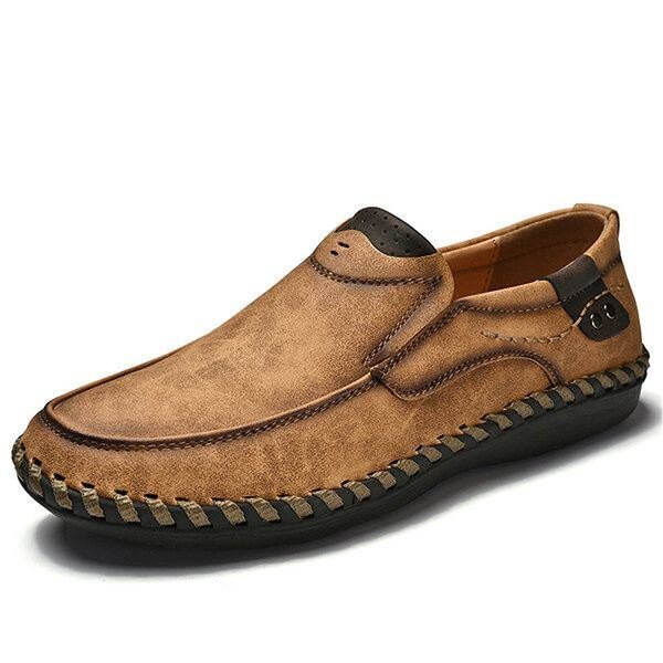 Herre Håndsøm Skinn Slip On Soft Sole Casual Sko