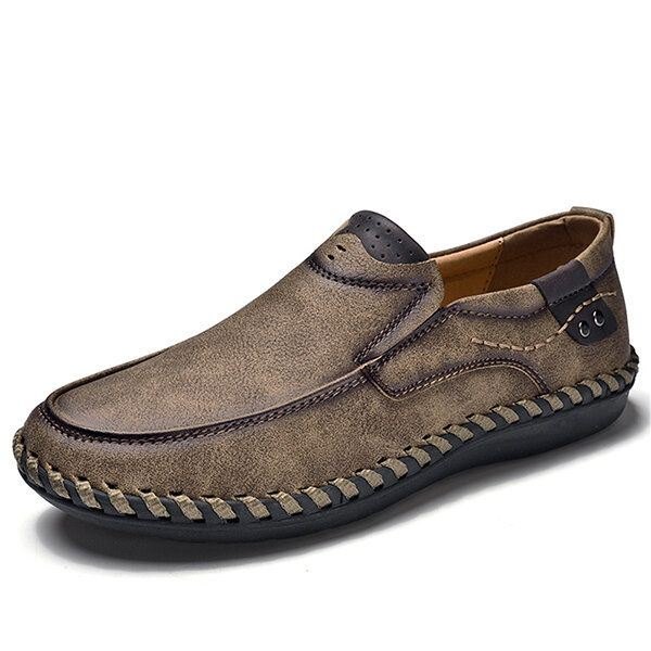 Herre Håndsøm Skinn Slip On Soft Sole Casual Sko