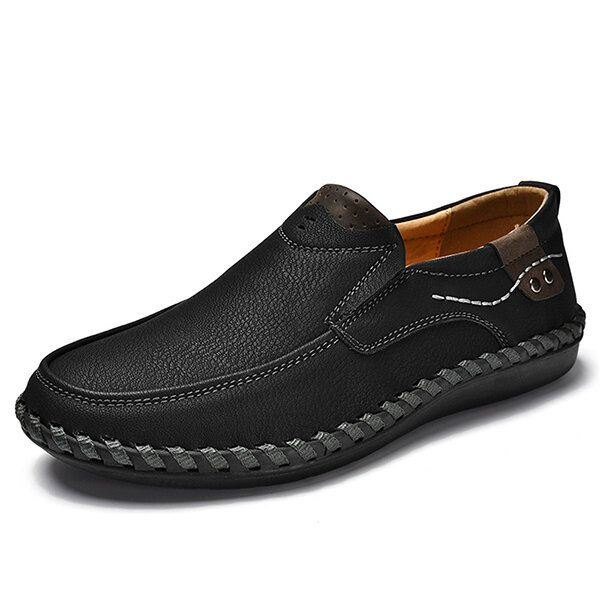 Herre Håndsøm Skinn Slip On Soft Sole Casual Sko