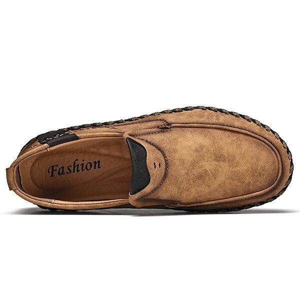 Herre Håndsøm Skinn Slip On Soft Sole Casual Sko