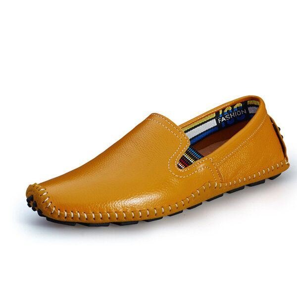 Herre Leather Casual Outdoor Myk Slip On Flat Loafers