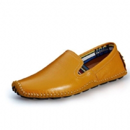 Herre Leather Casual Outdoor Myk Slip On Flat Loafers