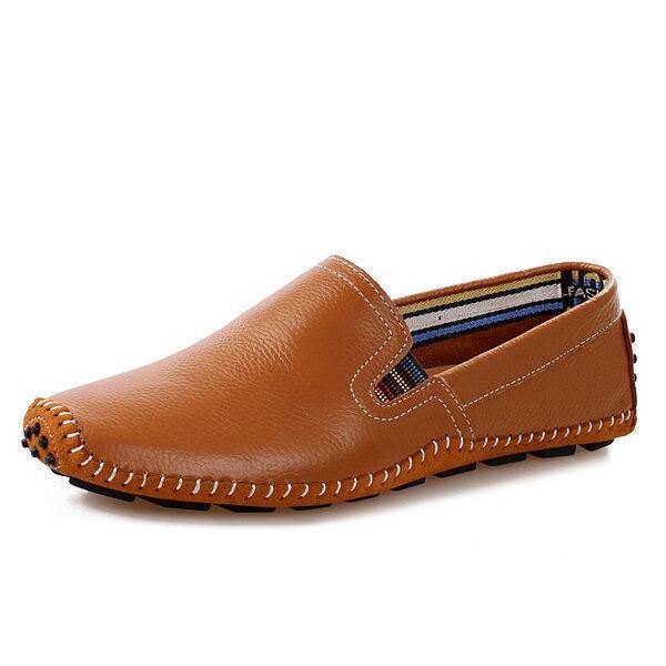 Herre Leather Casual Outdoor Myk Slip On Flat Loafers