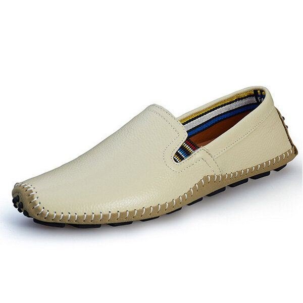 Herre Leather Casual Outdoor Myk Slip On Flat Loafers