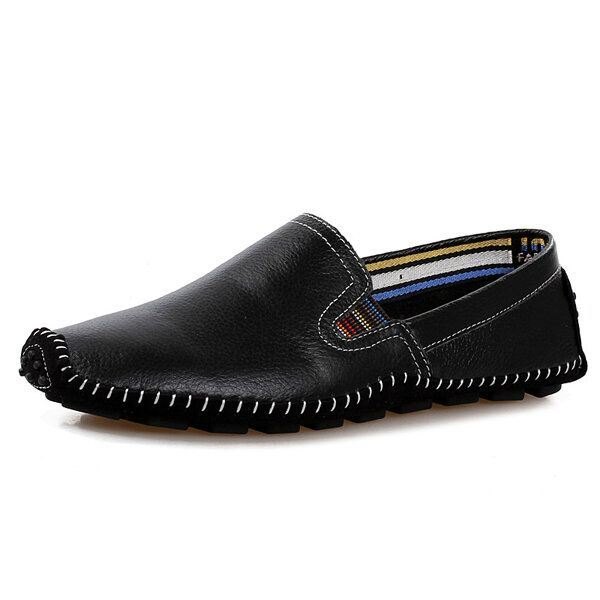 Herre Leather Casual Outdoor Myk Slip On Flat Loafers