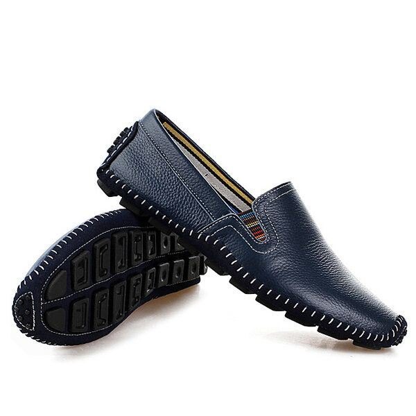 Herre Leather Casual Outdoor Myk Slip On Flat Loafers