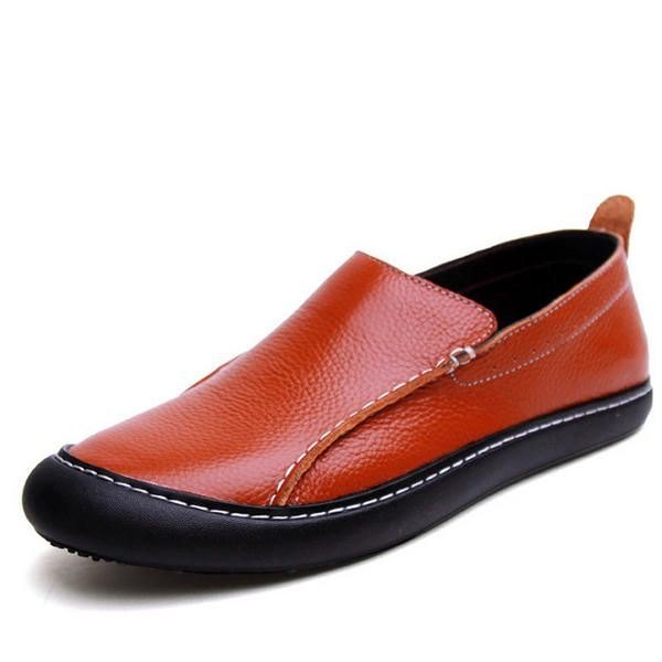 Herre Leather Casual Outdoor Slip On Soft Fashion Flat Loafers