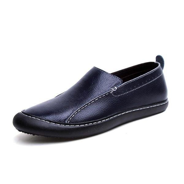 Herre Leather Casual Outdoor Slip On Soft Fashion Flat Loafers